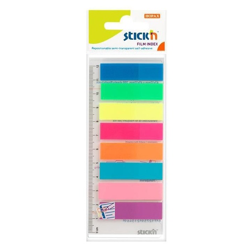 Stick'n Film Index Tabs 8 Colours Strips (45mm x 12mm)