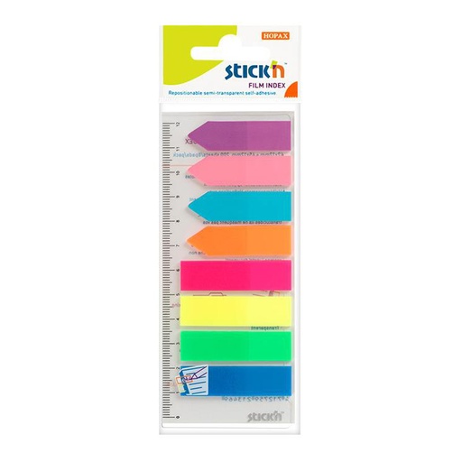 Stick'n Film Index Tabs 8 Colours Strips/Arrows (45mm x 12mm)
