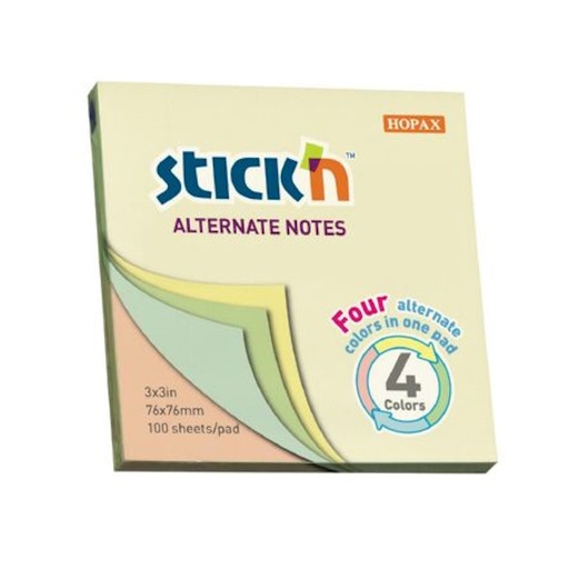 Stick'n Pastel Pad 4 Colours per Pad (76 x 76mm)