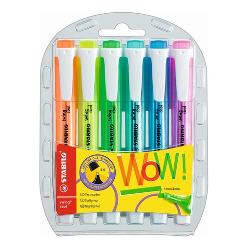 Stabilo Swing Cool Highlighter (bright) (wallet of 6)