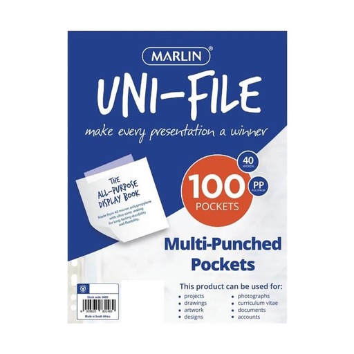 Marlin Uni-File File Pockets A4 40 mic (100)