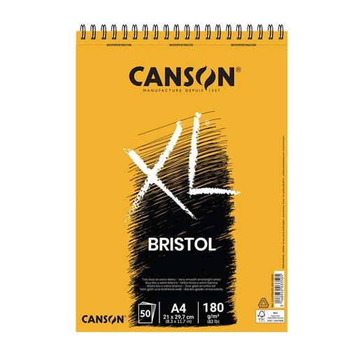 Canson Bristol Board Spiral Pad 180gsm A4 (50 sheets)