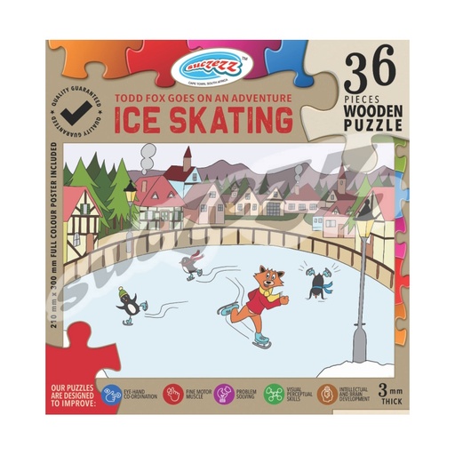 Todd Fox Goes on an Adventure Ice Skating Wooden Puzzle (36 piece)