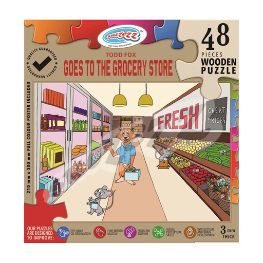 Todd Fox Goes to the Grocery Store Wooden Puzzle (48 piece)
