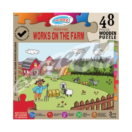 Todd Fox Works on the Farm Wooden Puzzle (48 piece)