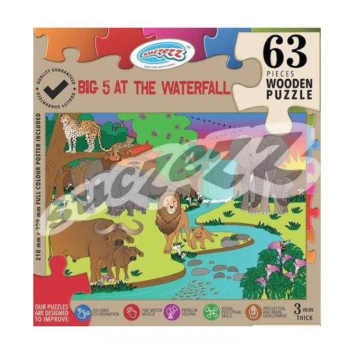 Big 5 at the Waterfall Wooden Puzzle (63 piece)
