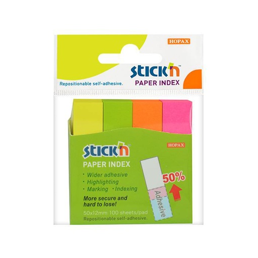 Stick'n Paper Index Tabs 4 Colours (50mm x 12mm)
