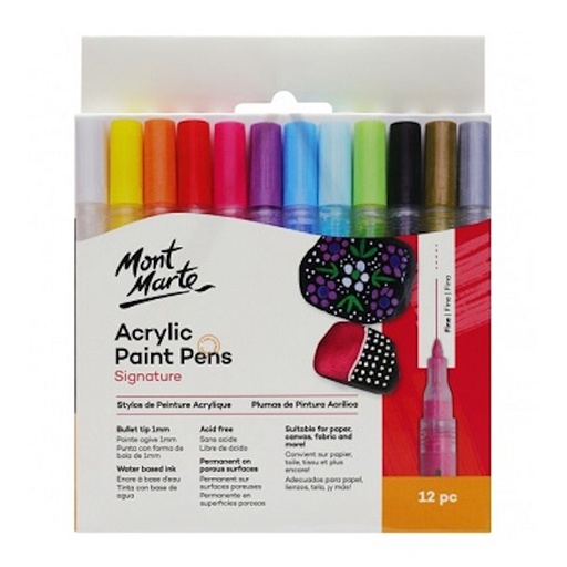 Mont Marte Signature Acrylic Paint Pens Fine Tip (12)