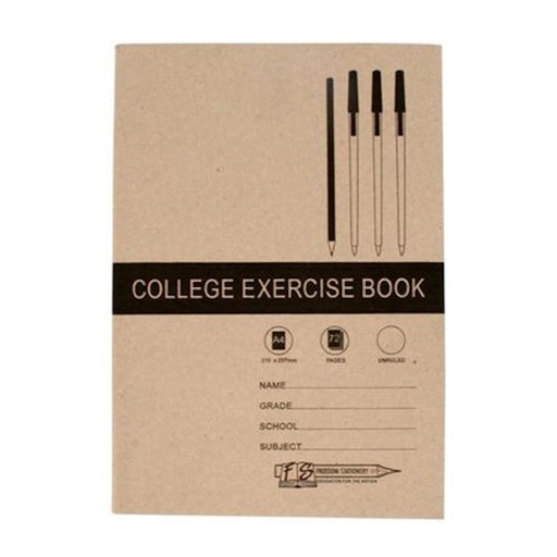 College Exercise Book Unruled A4 (72 page)